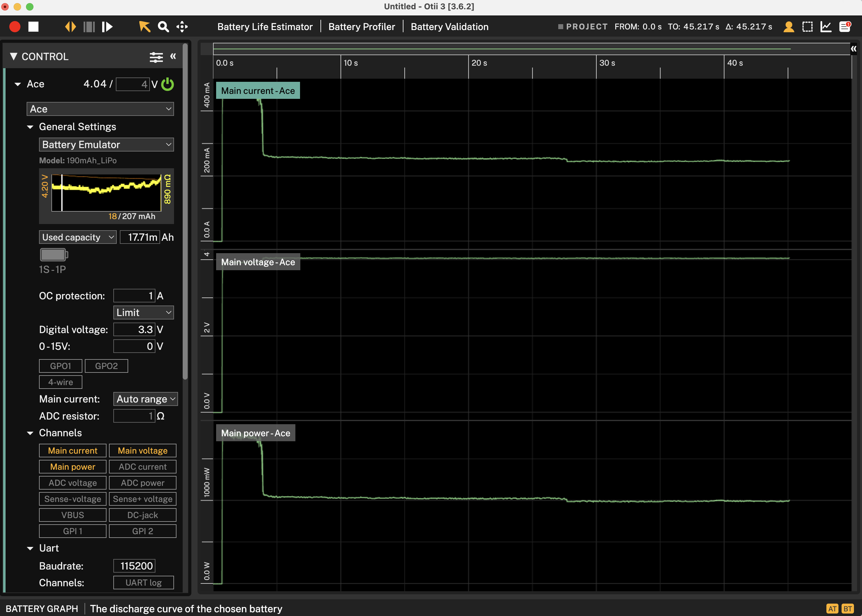 电池模拟在Otii软件上的操作