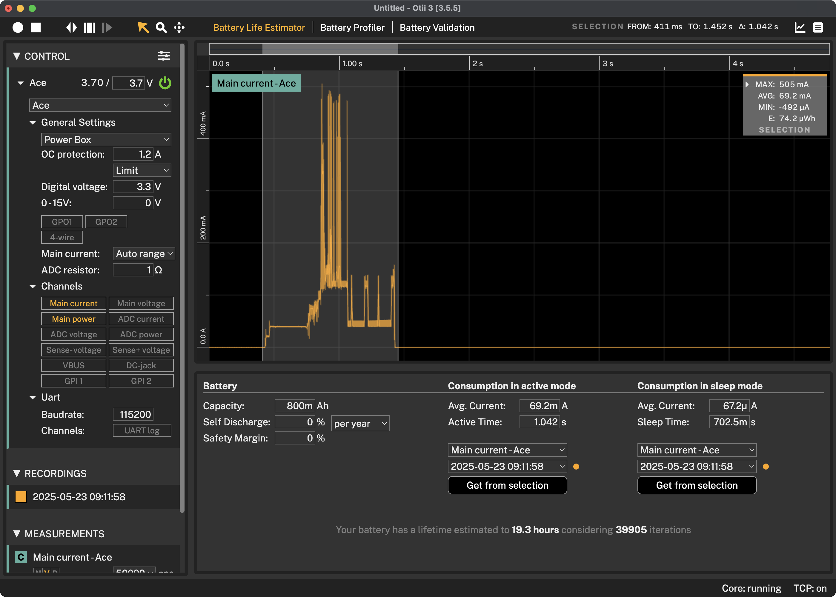 Battery life estimator