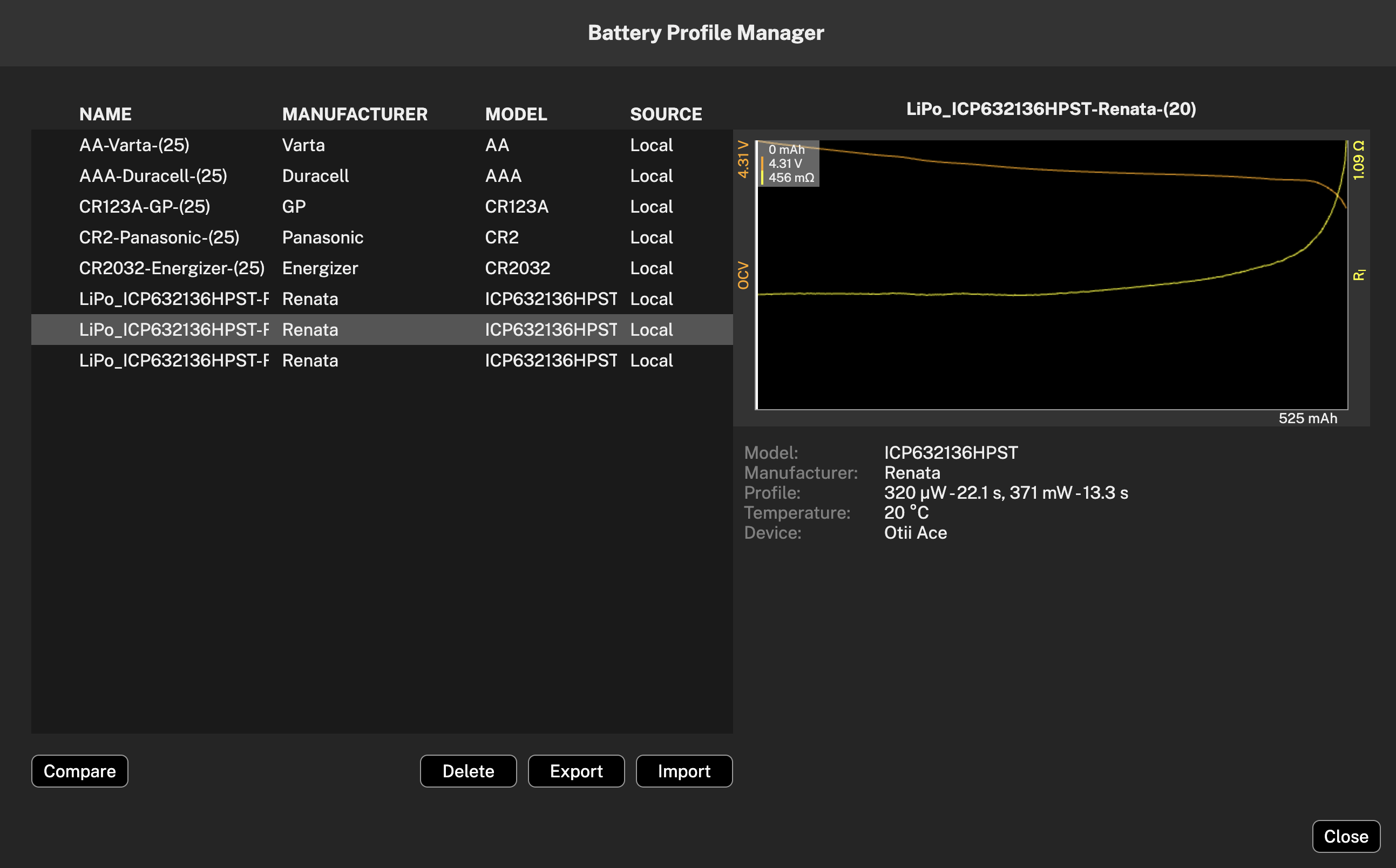 Battery profile manager