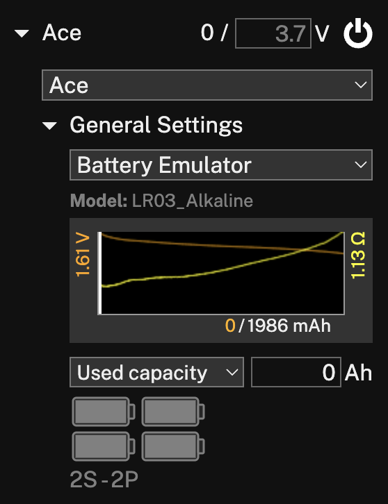 Battery emulator in sidebar