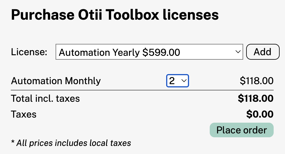 Purchase licenses