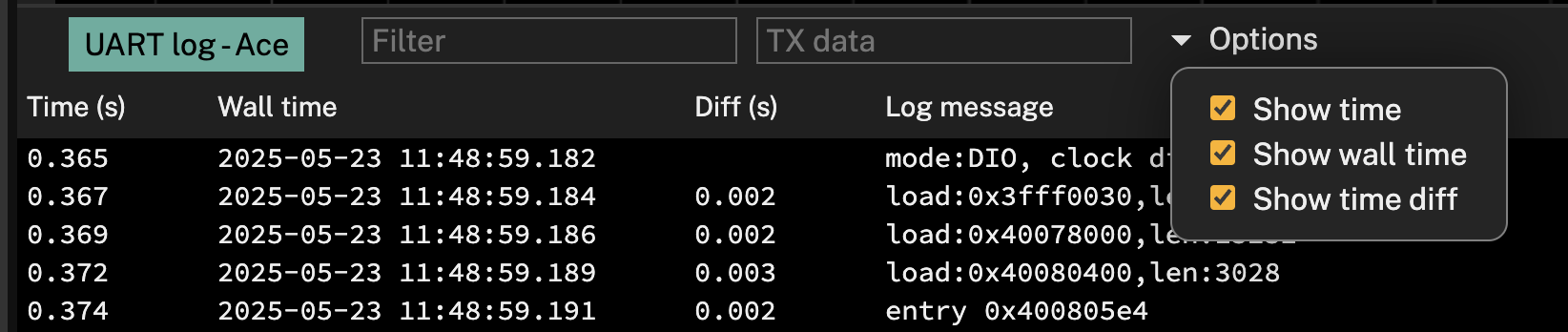 Log options